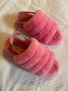 UGG Pink Plush Shearling Slide